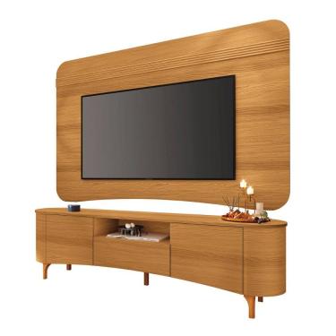 Imagem de Bancada Elara e Painel Armony TV até 80” Pés Madeira Maciça