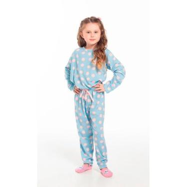 Imagem de Conjunto Pijama Malha Infantil - Cor De Cacau, 04, Póas azul, Rosa