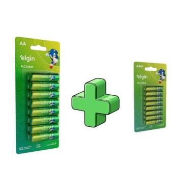 Imagem de Pilhas Alcalinas AA e AAA Elgin 1.5V 16 Unidades cada versão Alta Dura