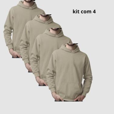 Imagem de Kit 4 Moletons Unisex Com Capuz Estilo Urbano Confortável - Lucam, Beg
