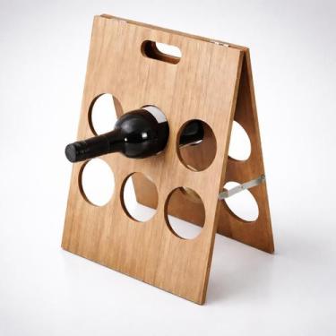 Imagem de Suporte para Vinhos em Madeira Dobrável para 6 Garrafas Decorativo - G