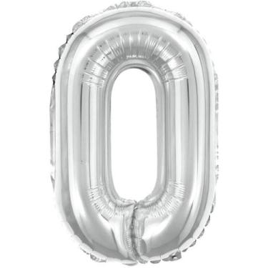Imagem de Balão Metalizado Número 0 Prata 40CM - Make M