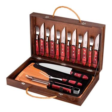 Imagem de Kit Churrasco 17 Peças Tramontina 21198766 Vermelho