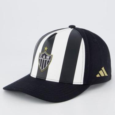 Imagem de Boné Adidas Atletico Mineiro Listrado Preto e Branco, P/M