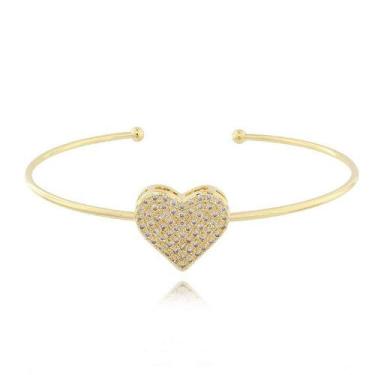 Imagem de Bracelete De Coração Cravejado Com Micro Zircônias Cristal - Allevare