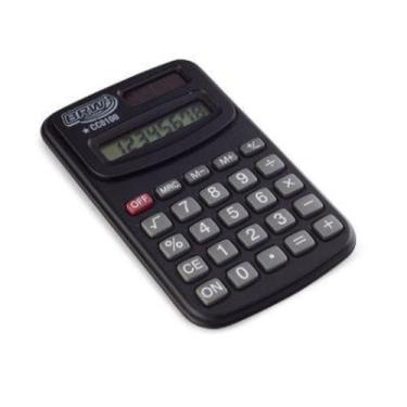Imagem de Calculadora pequena 8 dígitos de bolso com Capa Preta - BRW