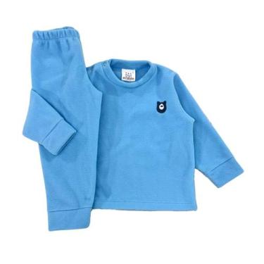 Imagem de Conjunto Blusa Manga Longa Calça Soft Infantil Bebê Inverno - Azul Cel