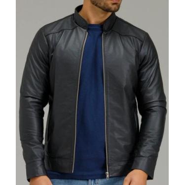 Imagem de JAQUETA COURO LEGÍTIMO MASCULINA SLIM JVL 130 GOLA PADRE Tamanho:PCor: