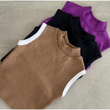 Imagem de Blusa basica tamanho P na cor preta roxa e amarron - Modavlook 