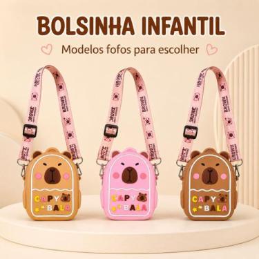Imagem de Bolsinha Mini Infantil Capivara Capy bala Mochilinha Silicone Confortá