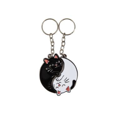 Imagem de Par de Chaveiros Mialma Gêmea com Design Yin Yang de Gatinhos em Metal Zamac e Ferro - 2 Unidades - Imaginarium
