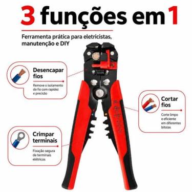 Imagem de Alicate Desencapador Automático com Cabo Emborrachado Antiderrapante -