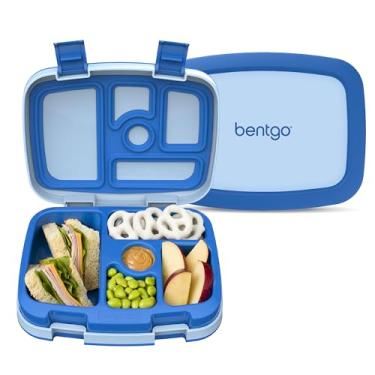 Imagem de Bentgo Lancheira infantil – à prova de vazamento, 5 compartimentos estilo bento – tamanhos ideais para crianças de 3 a 7 anos – sem BPA, seguro para lava-louças, seguro para alimentos (azul)