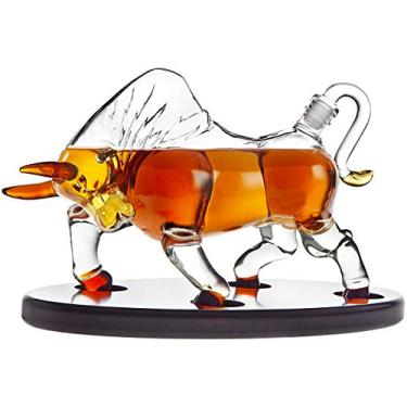 Imagem de Bandeja de madeira para decantador de Whiskey Animal – para Vodka ou vinho Scotch – 500 ml