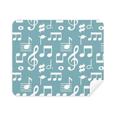 Imagem de White Music Notes Bar pano de limpeza azul limpador de tela 2 peças tecido de camurça