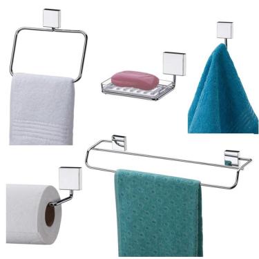 Imagem de Conjunto 05 Peças Inox Acessórios De Parede Para Banheiro - 7510 Future