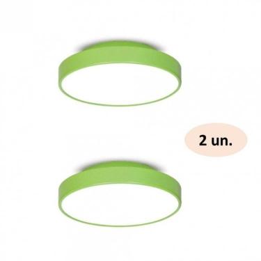 Imagem de Kit 2 Plafons para 2 Lâmpadas Redondo 25cm 7651  JD Molina Verde