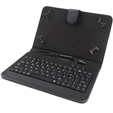 Imagem de Capas de teclado universal tipo C de 7 polegadas AIJAKO, capa de capa de teclado universal tipo fólio de couro usb tipo C para tablets de 7 polegadas, capa de teclado universal de 7 polegadas (conexão por cabo tipo C)