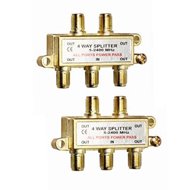 Imagem de WEVZENEY Divisor de cabo coaxial de 4 vias, 2,4 GHz 5-2400 MHz, funciona com TV STB, satélite, Internet de alta velocidade, antena e rede MoCA, conectores banhados a ouro, resistente à corrosão,