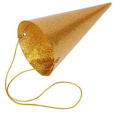 Imagem de Pssopp Chapéus de aniversário cone com glitter chapéus de festa engraçado festa infantil chapéu coroa decoração chá de bebê chapéu de celebração (dourado)