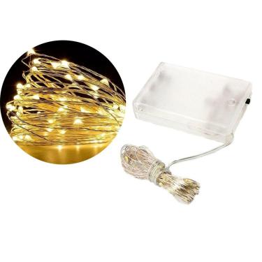 Imagem de Fio de Fada Micro LED Pilha 50 Lâmpadas Branco Quente Fixa 5 metros - Master Christmas