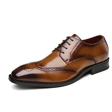 Imagem de Sapatos sociais masculinos de couro Oxford sapatos formais para homens moderno bico redondo casual formal de couro mocassins sapatos para festa de casamento trabalho