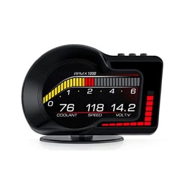 Imagem de Carro HUD OBD2 GPS Sistema Duplo Head Up Display Medidor de Carro Velocímetro Função de Alarme Carro Turbo Detecção de código de falha de pressão LCD transparente para carro acessórios eletrônicos para todos os carros