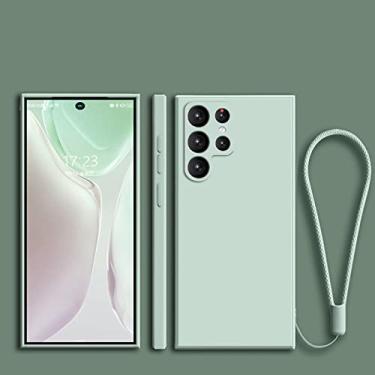 Imagem de Capa de telefone com alça de pulso de silicone líquido para Samsung S22 Ultra S21 Plus S20 FE Note 20 10 Pro S10 Lite S9 S8 Capa macia, ciano, para S22 Plus