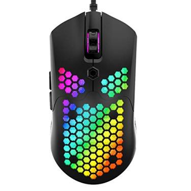 Imagem de Mouse USB para jogos com fio, mouse leve de vespa óptica RGB, 12000 DPI e botão personalizado macro para Windows PC, laptop, desktop, notebook