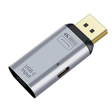 Imagem de Xiwai Adaptador de alimentação USB-C tipo C fêmea para DisplayPort DP Sink HDTV e PD 4K 60hz 1080p para telefone e laptop