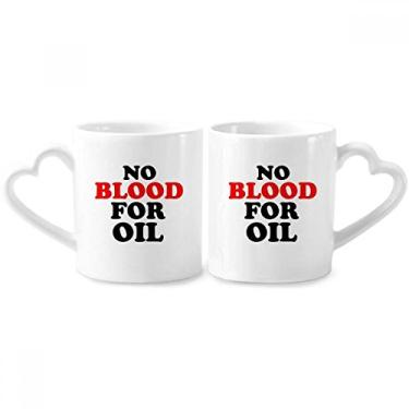 Imagem de No Blood for Oil Love and Peace World, conjunto de canecas de porcelana para casais, coração e coração