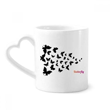 Imagem de Borboletas com cor escura caneca café cerâmica copo de coração de vidro