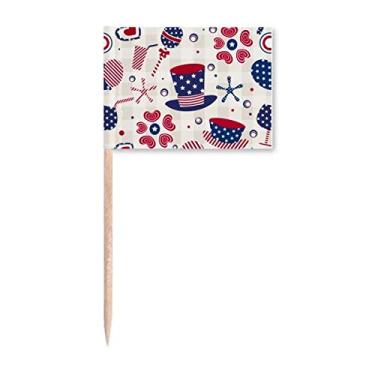 Imagem de Chapéu dos EUA Drink Love Heart Firework Festival de palito de dentes marcadores para decoração de festa