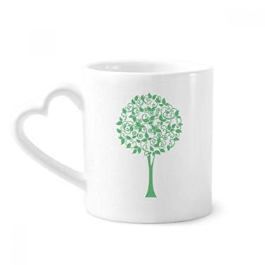 Imagem de Caneca de flores redondas verdes flores café cerâmica copo de coração de vidro