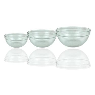 Imagem de Conjuntos Tigelas Redondas Bowl De Vidro Kit Com 3 Peças - Cumaru