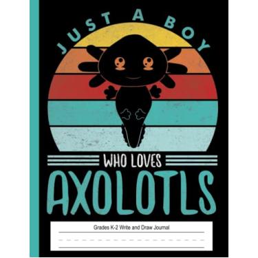 Imagem de Axolotl - Primary Story Journal: Dotted Midline and Picture Space | Grades K-2 School Exercise Book | 100 Story Pages - Black (Kids Composition ... Grades K-2, Kindergarten 2nd Grade Workbook