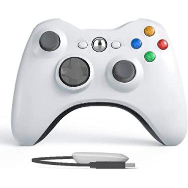 Imagem de Controle Sem Fio Compatível com Xbox 360 2.4GHZ Gamepad Joystick Controle Sem Fio Compatível com Xbox 360 e PC Windows 7,8,10,11 com Receptor (Branco)