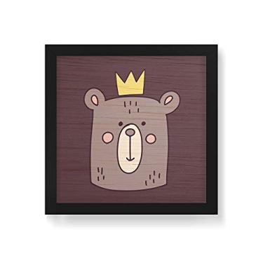 Imagem de Arte Maníacos Quadro Decorativo em Madeira Urso Rei - 30x30cm (Moldura caixa em laca preta)