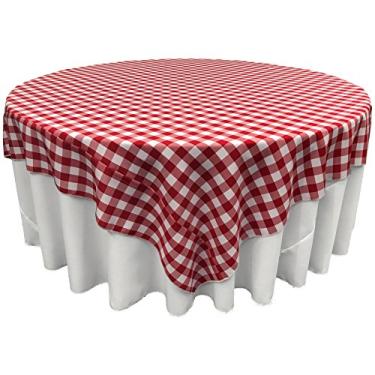 Imagem de LA Linen Toalha de mesa quadrada quadriculada de poliéster, 238 x 238 cm, vermelha/branca