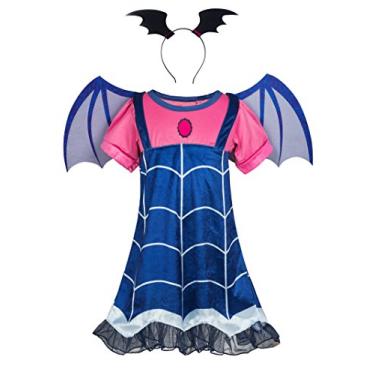Imagem de MSSmile Girls Vampirina Cartoon Costume Vampirina Skirt Set Halloween Cosplay Outfit (140cm/7-8Y, vampirina 1)
