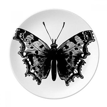 Imagem de Prato de amostra de borboleta preta decorativo de porcelana Salver louças de jantar
