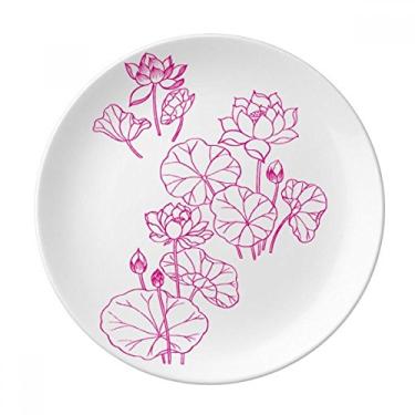 Imagem de Placa decorativa de flor de lótus com folha de lótus para mesa e jantar