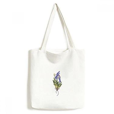 Imagem de Bolsa sacola de lona azul lavanda flor bolsa de compras casual bolsa de compras