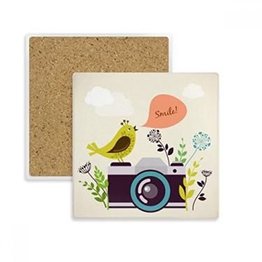 Imagem de Ilustração Pássaro Saudação na Câmera Quadrada Porta-copos Porta-copos Caneca Suporte Subplaca Pedra de Isolamento