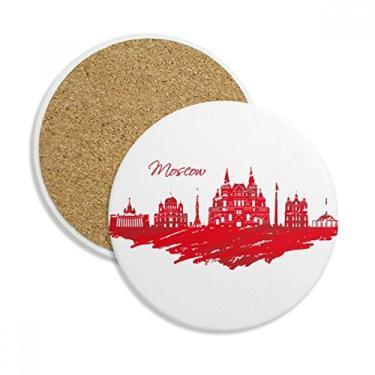 Imagem de Moscow Cathedral vermelha pintura à mão copo copo copo protetor de mesa pedra absorvente