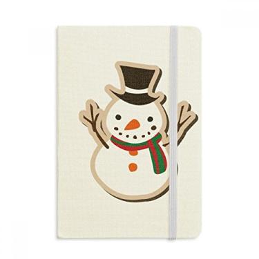 Imagem de Caderno de Natal com desenho de boneco de neve e capa dura em tecido oficial diário clássico