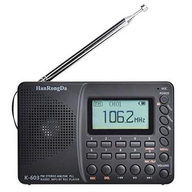 Imagem de Rádio Portátil AM/FM/SW/BT/TF Pocket Andoer HRD-603, Rádio USB, MP3, Gravador Digital, Suporte Cartão TF, Bluetooth