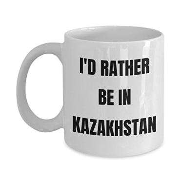 Imagem de Caneca do Cazaquistão - I'd Rather be in Cazaquistão - Xícara de café - Ideia de presente de mordaça do Cazaquistão - Cesta de presente para homens ou mulheres