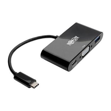 Imagem de Tripp Lite Adaptador USB C para VGA Multiport com Hub USB-A e carregamento PD 1080p, USB 3.1 Gen 1, Thunderbolt 3 Preto (U444-06N-VUB-C)