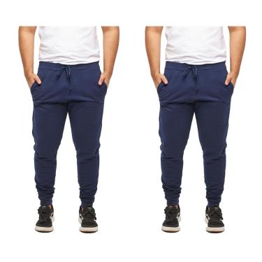 Imagem de KIT 02 Calças Moletom Masculina Jogger Slim Fit Básica Lisa M9-Masculino